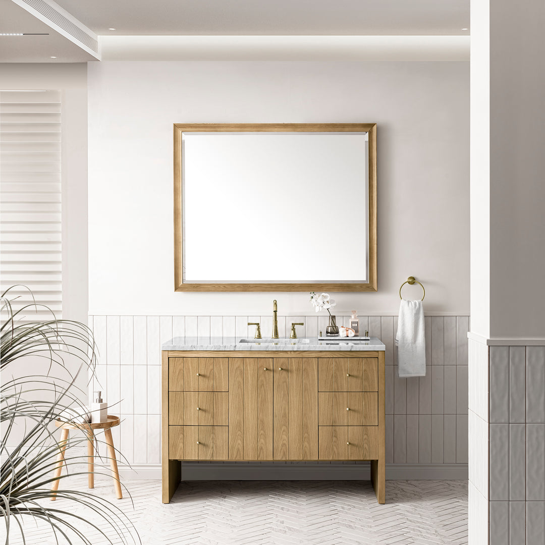 Hudson 48" Single Vanity, Light Natural Oak w/ 3 CM Arctic Fall Top