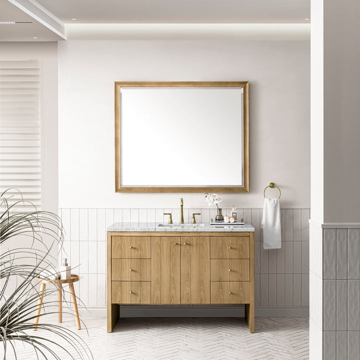 Hudson 48" Single Vanity, Light Natural Oak w/ 3 CM Arctic Fall Top