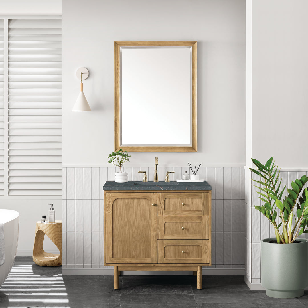 Laurent 36" Single Vanity, Light Natural Oak w/ 3 CM Parisien Bleu Top