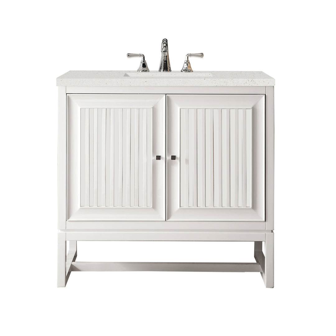 Athens 36" Single Vanity, Glossy White w/ 3 CM Lime Delight Silestone Top
