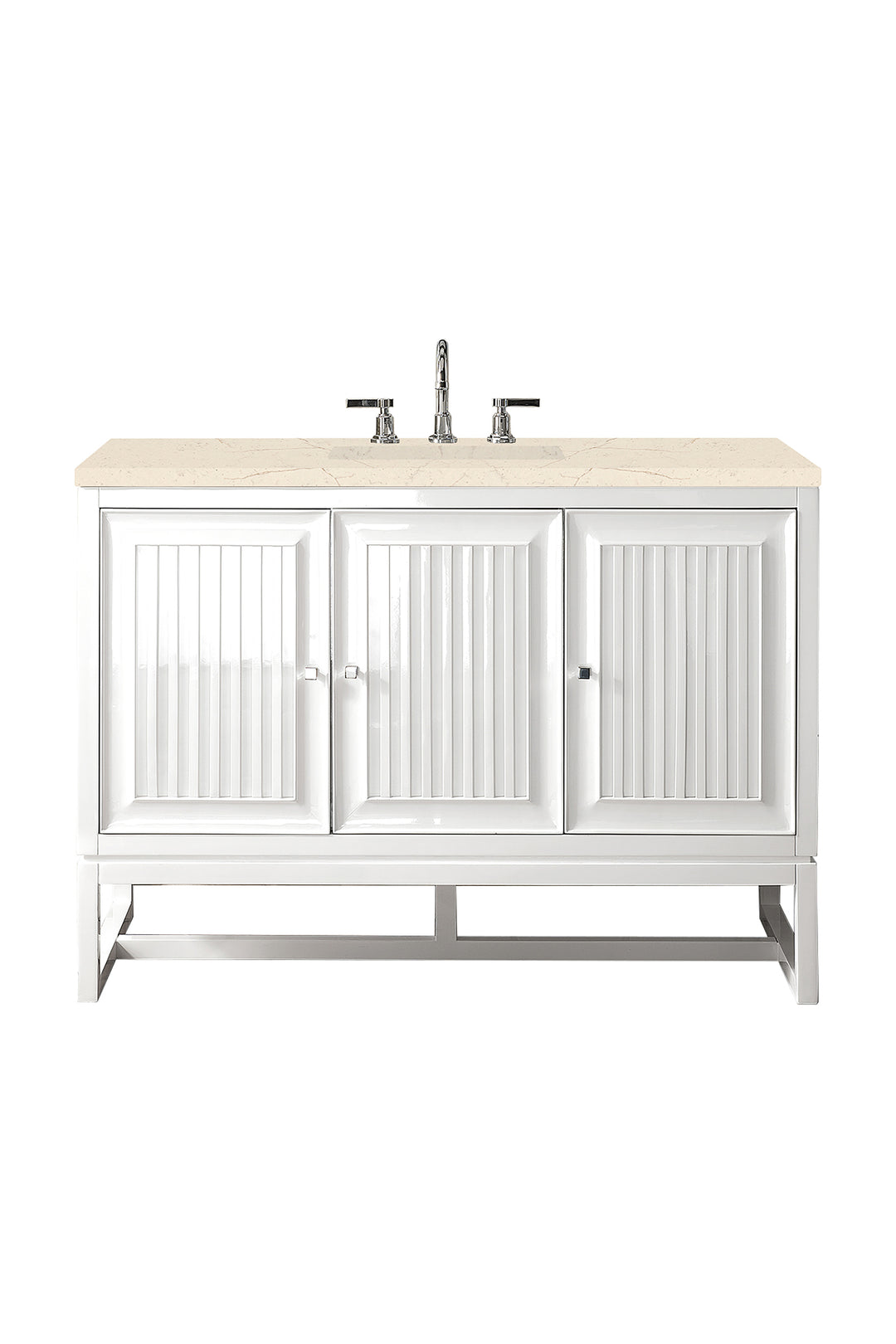 Athens 48" Single Vanity, Glossy White w/ 3 CM Eternal Marfil Top
