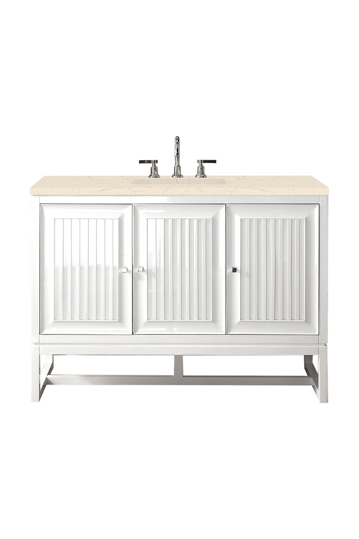 Athens 48" Single Vanity, Glossy White w/ 3 CM Eternal Marfil Top