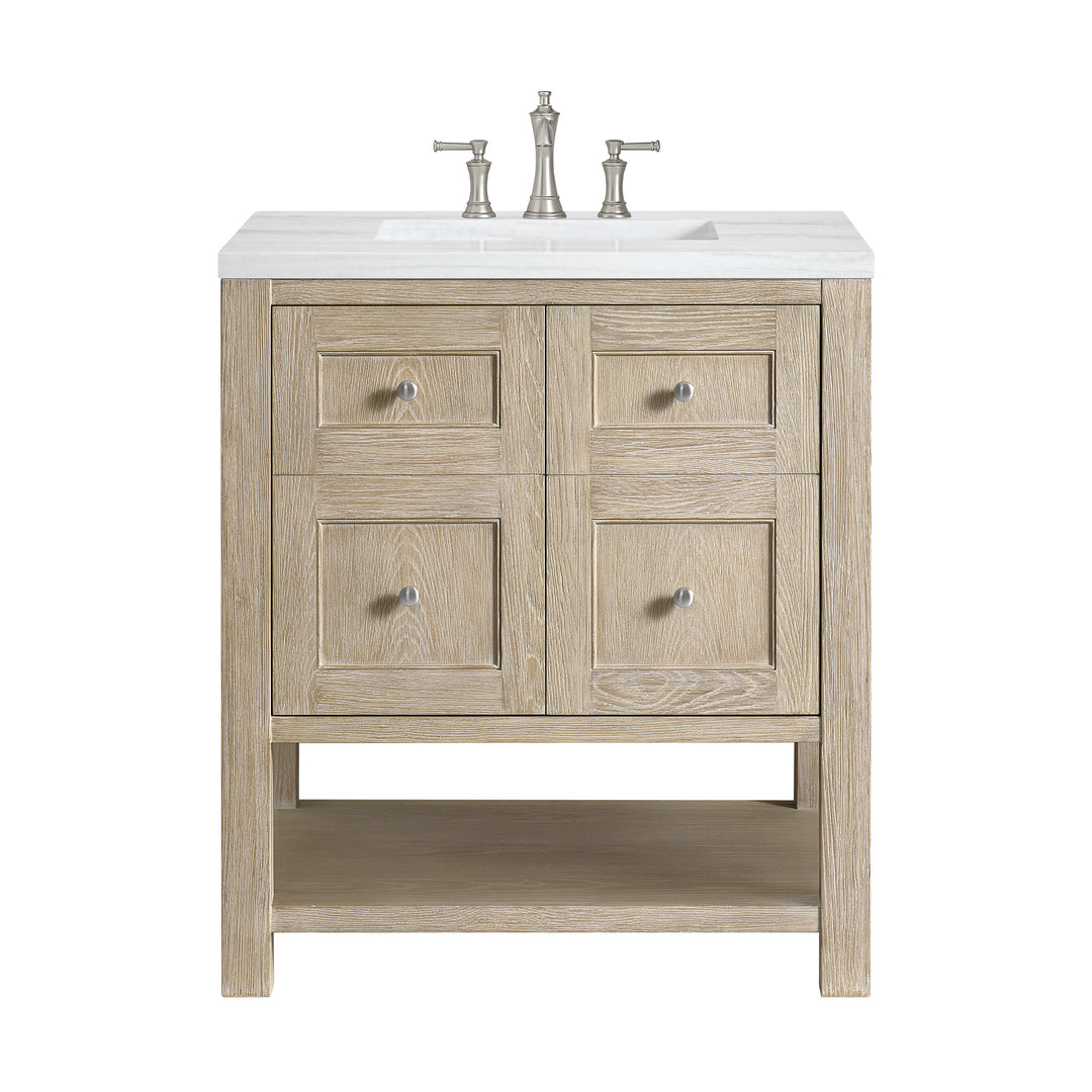 Breckenridge 30" Single Vanity, Whitewashed Oak w/ 3 CM Arctic Fall Solid Surface Top