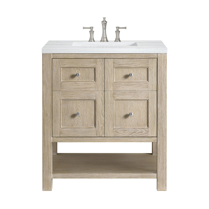 Breckenridge 30" Single Vanity, Whitewashed Oak w/ 3 CM Arctic Fall Solid Surface Top