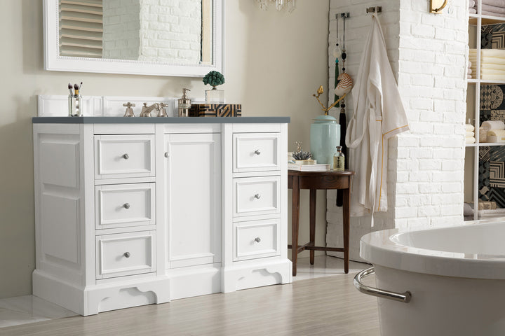 De Soto 48" Single Vanity, Bright White w/ 3 CM Cala Blue Silestone Top