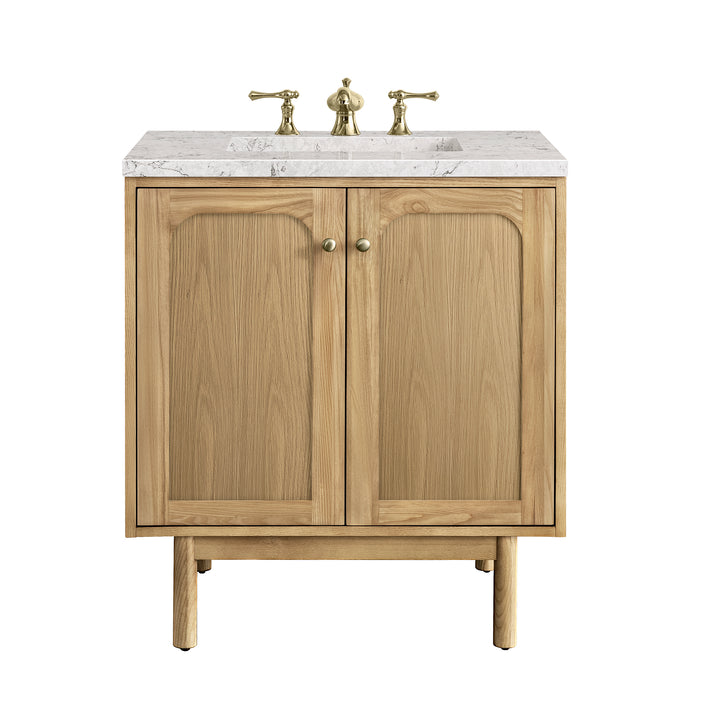Laurent 30" Single Vanity, Light Natural Oak w/ 3 CM Eternal Jasmine Pearl Top