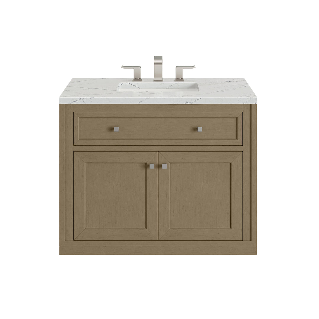 Chicago 36" Single Vanity, Walnut Whisper, w/ 3 CM Ethereal Noctis Silestone® Top