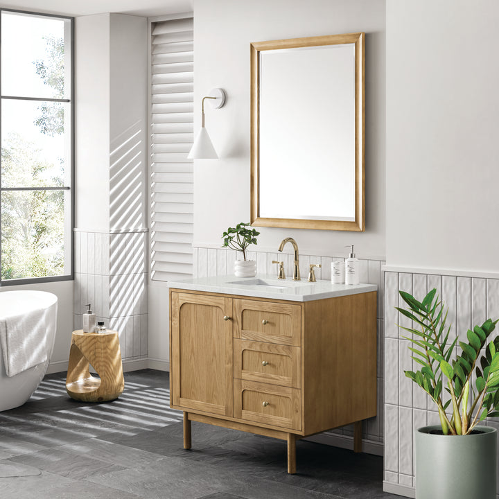 Laurent 36" Single Vanity, Light Natural Oak w/ 3 CM Lime Delight Top