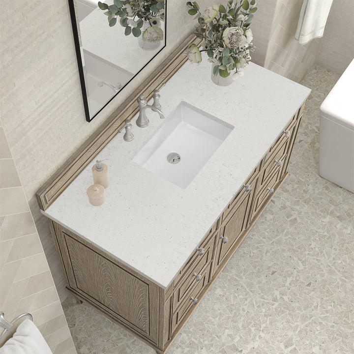 Lorelai 48" Single Vanity, Whitewashed Oak w/ 3 CM Lime Delight Silestone Top
