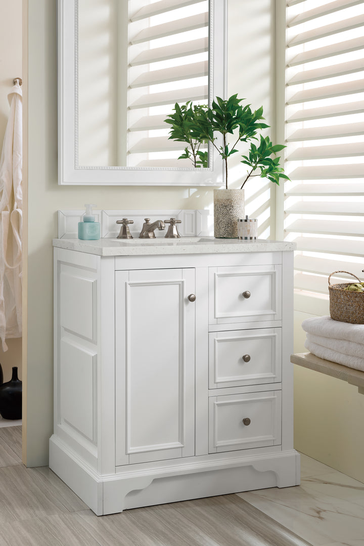 De Soto 30" Single Vanity, Bright White w/ 3 CM Lime Delight Silestone Top