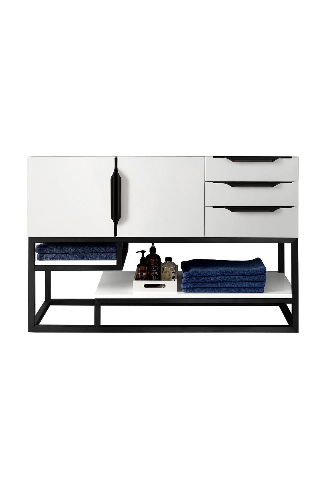 Columbia 48" Single Vanity Cabinet, Glossy White, Matte Black
