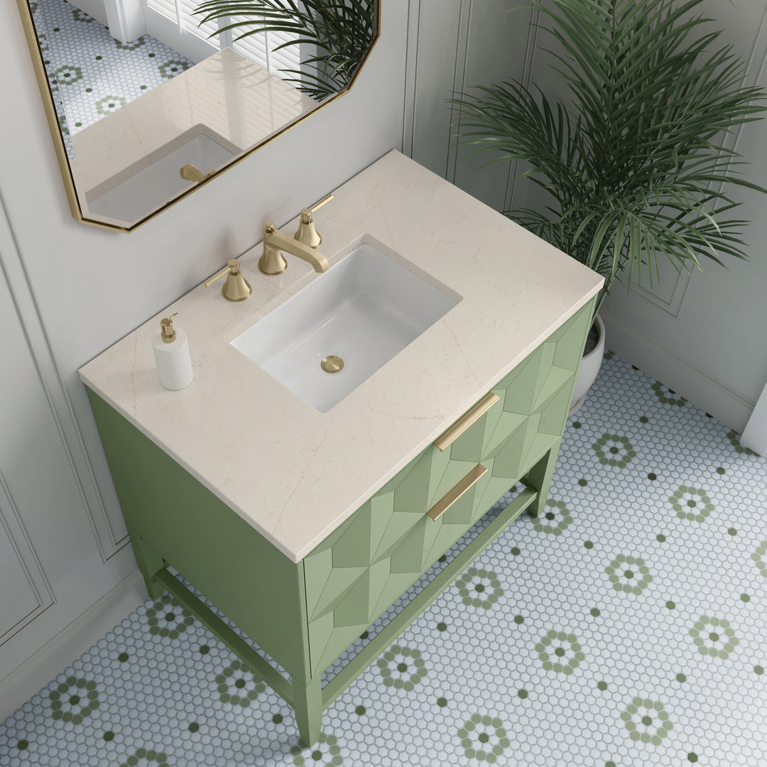 Emmeline 36" Single Vanity, Pistachio w/ 3 CM Eternal Marfil Top