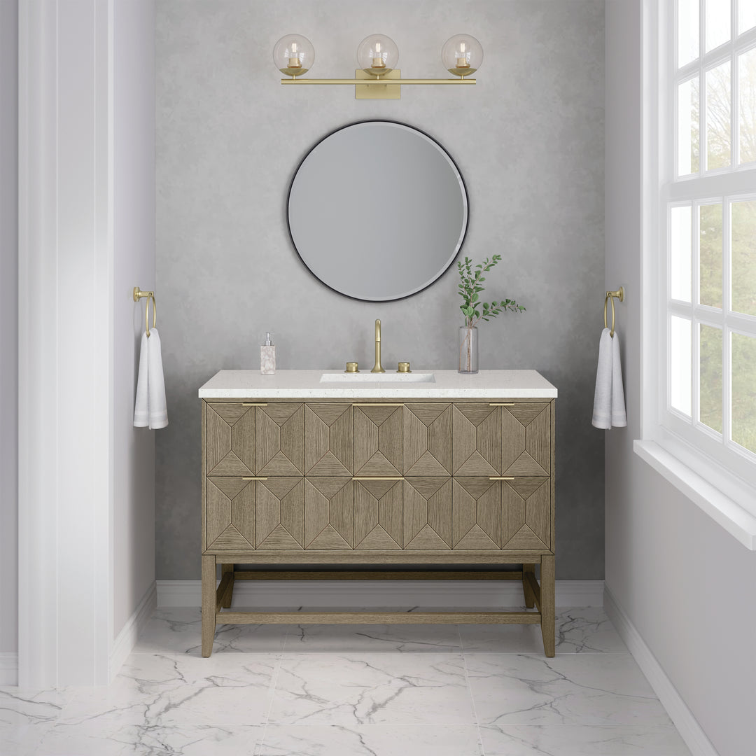Emmeline 48" Single Vanity, Pebble Oak w/ 3 CM Lime Delight Silestone Top