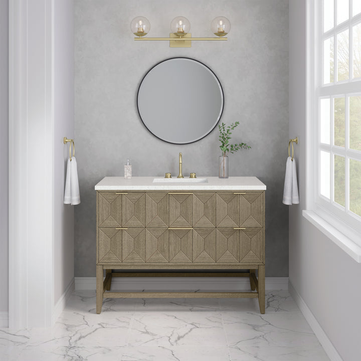 Emmeline 48" Single Vanity, Pebble Oak w/ 3 CM Lime Delight Silestone Top