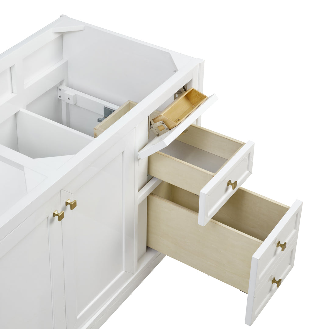 Chicago 60" Double Vanity, Glossy White, w/ 3 CM Ethereal Noctis Silestone® Top