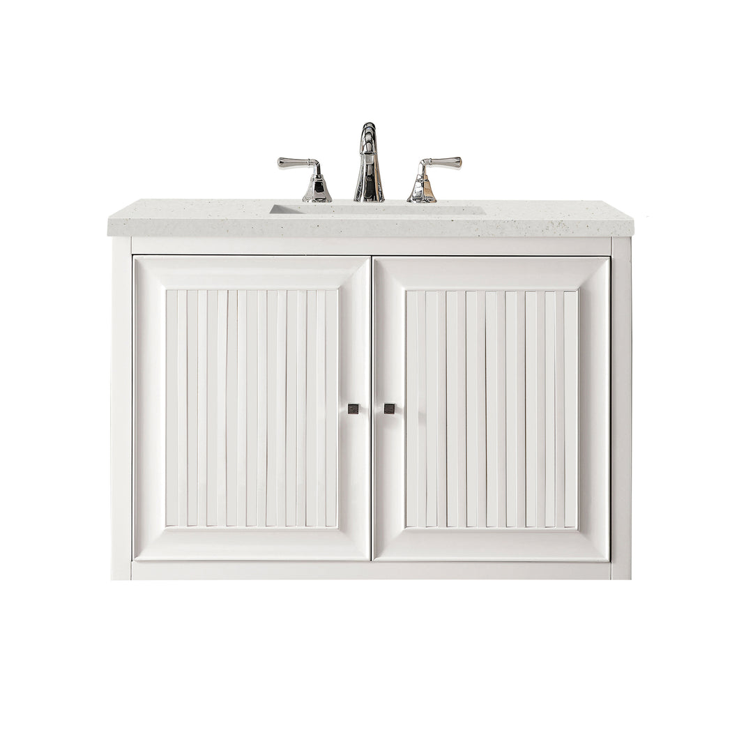 Athens 36" Single Vanity, Glossy White w/ 3 CM Lime Delight Silestone Top