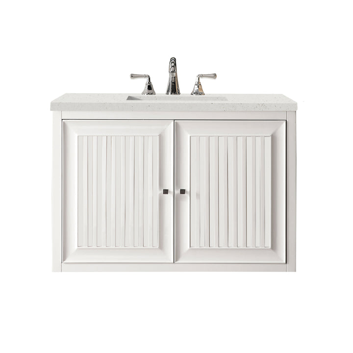 Athens 36" Single Vanity, Glossy White w/ 3 CM Lime Delight Silestone Top