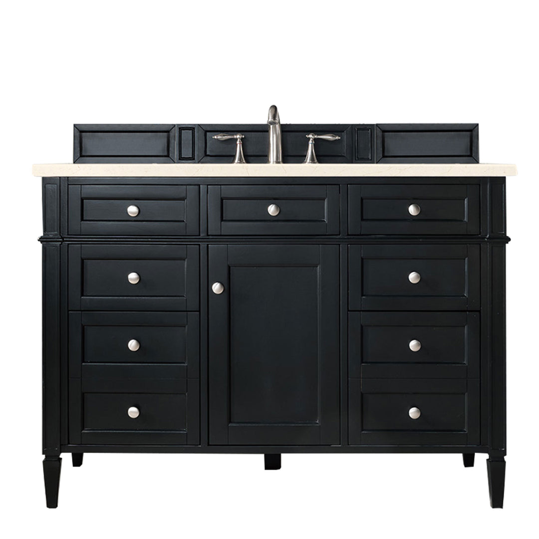 Brittany 48" Single Vanity, Black Onyx w/ 3 CM Eternal Marfil Silestone Top