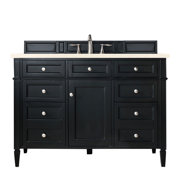 Brittany 48" Single Vanity, Black Onyx w/ 3 CM Eternal Marfil Silestone Top