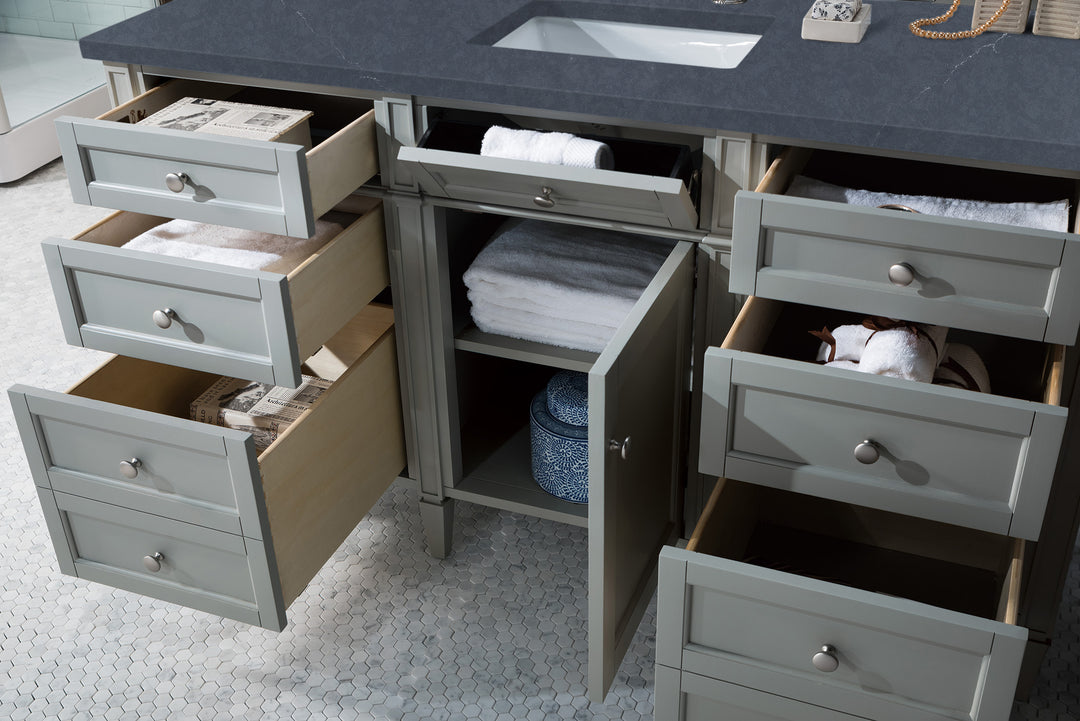 Brittany 60" Single Vanity, Urban Gray w/ 3 CM Charcoal Soapstone Silestone Top