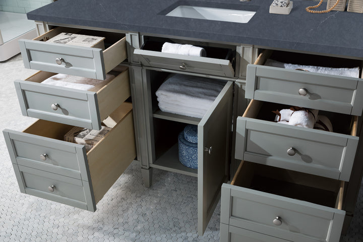 Brittany 60" Single Vanity, Urban Gray w/ 3 CM Charcoal Soapstone Silestone Top
