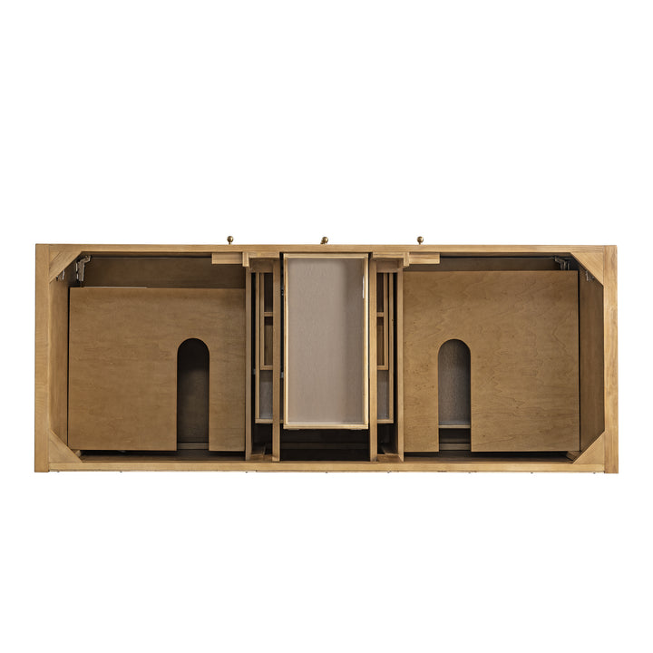 Hudson 60" Double Vanity, Light Natural Oak w/ 3 CM Ethereal Noctis Top w/FreePower Wireless Charger