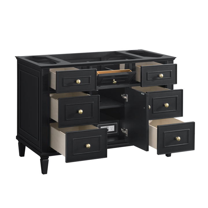 Lorelai 48" Single Vanity, Black Onyx w/ 3 CM White Zeus Silestone Top