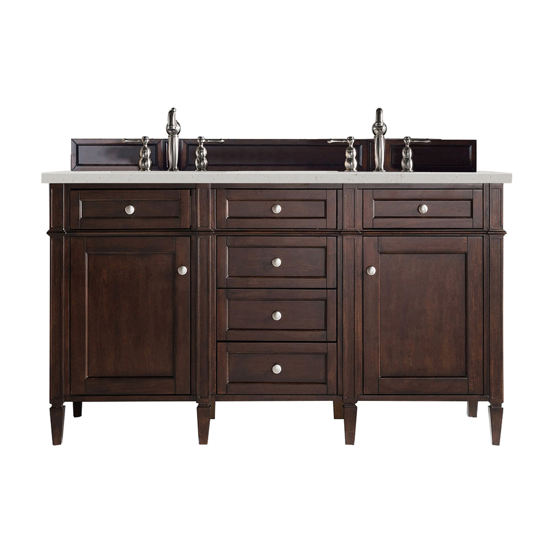 Brittany 60" Double Vanity, Burnished Mahogany w/ 3 CM Lime Delight Silestone Top