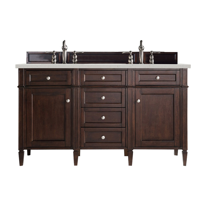 Brittany 60" Double Vanity, Burnished Mahogany w/ 3 CM Lime Delight Silestone Top