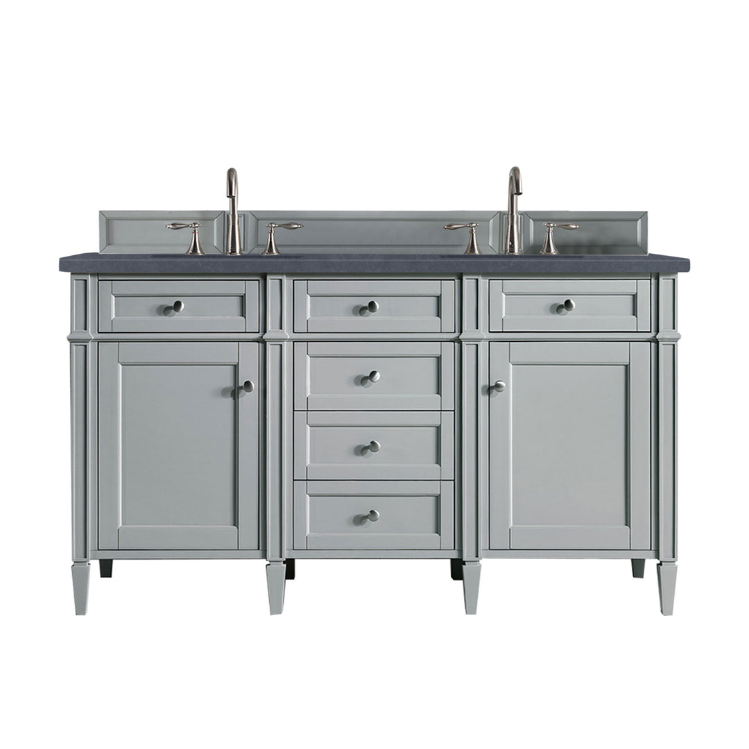 Brittany 60" Double Vanity, Urban Gray w/ 3 CM Charcoal Soapstone Silestone Top