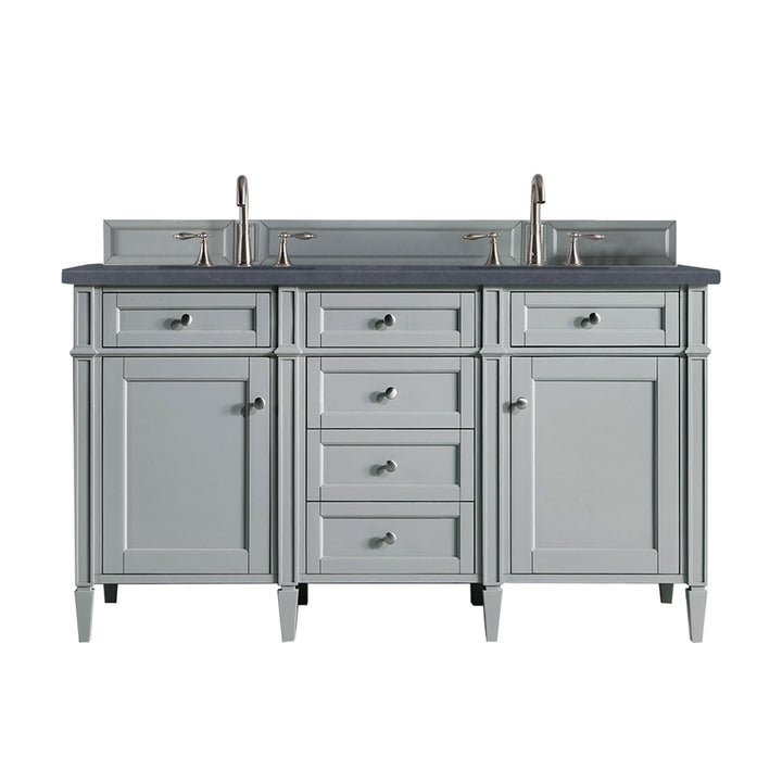 Brittany 60" Double Vanity, Urban Gray w/ 3 CM Charcoal Soapstone Silestone Top