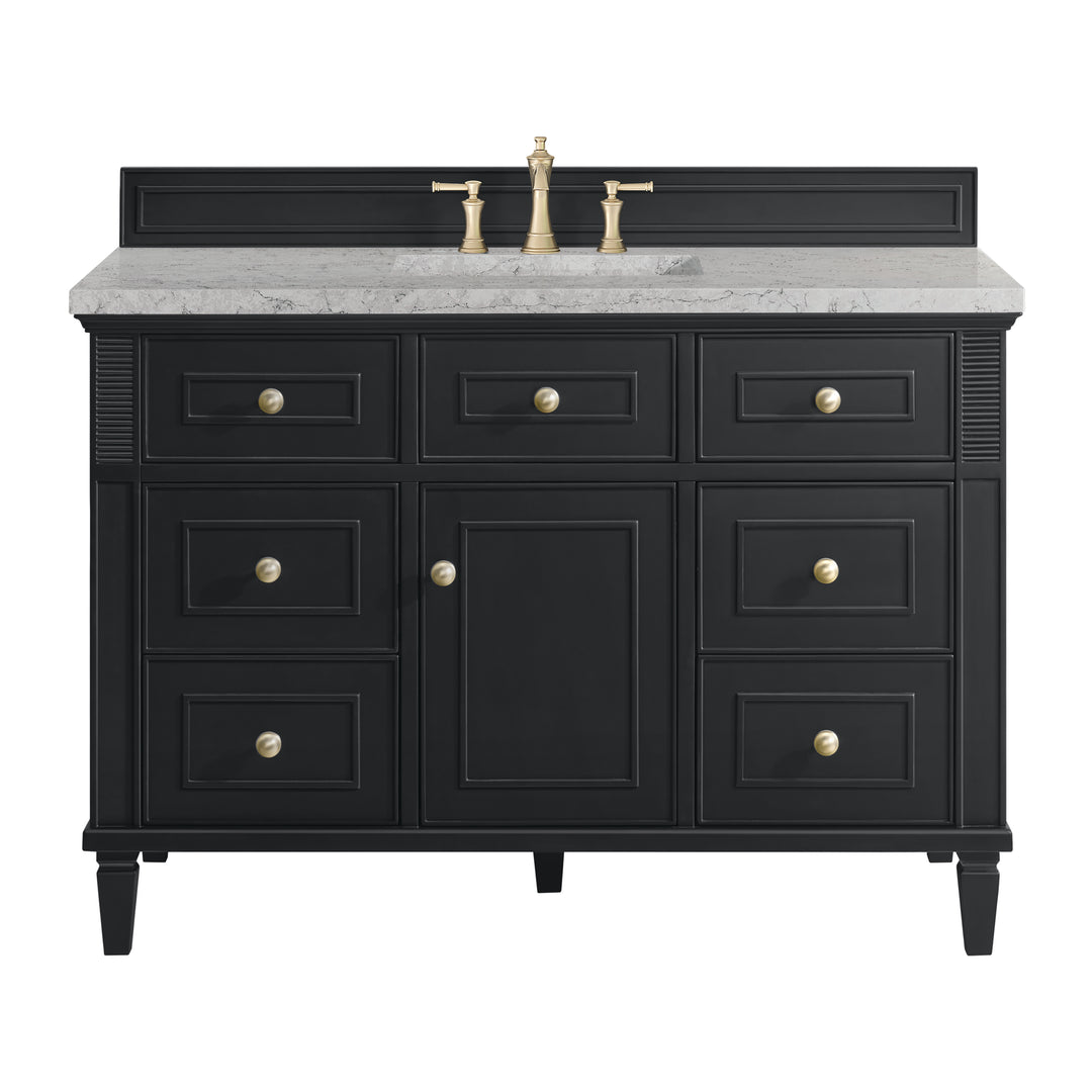 Lorelai 48" Single Vanity, Black Onyx w/ 3 CM Eternal Jasmine Pearl Silestone Top w/FreePower Wireless Charger