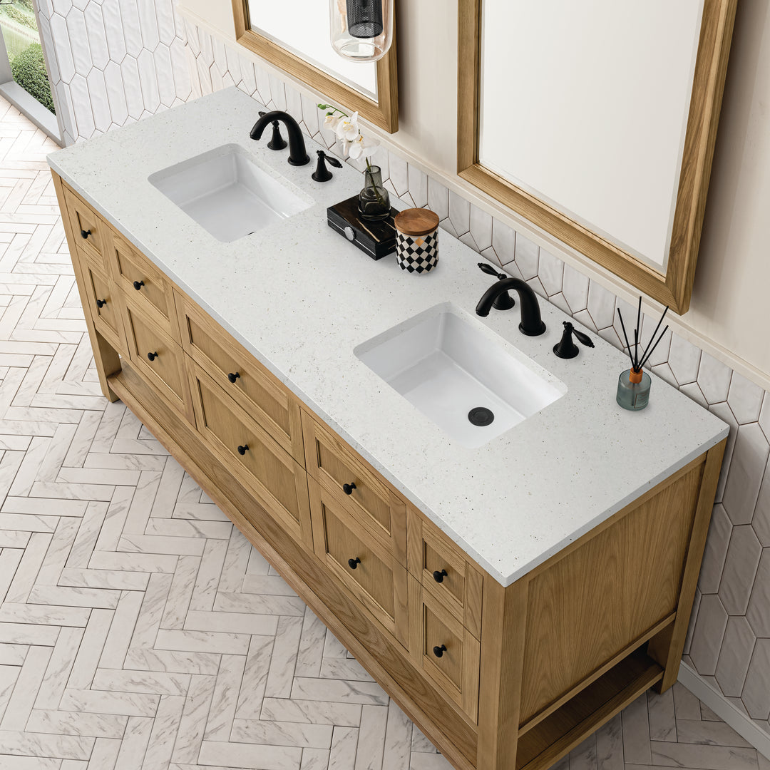Breckenridge 72" Double Vanity, Light Natural Oak w/ 3 CM Lime Delight Top