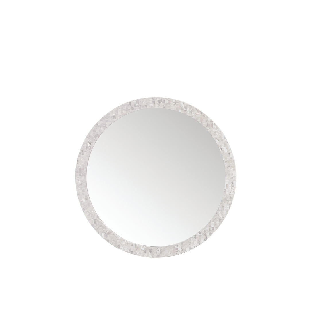 Callie 30" Round Mirror, White Mother of Pearl