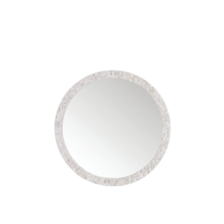 Callie 30" Round Mirror, White Mother of Pearl