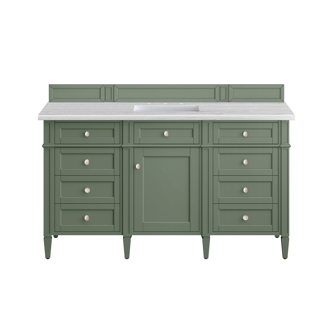 Brittany 60" Single Vanity, Smokey Celadon w/ 3 CM Arctic Fall Top