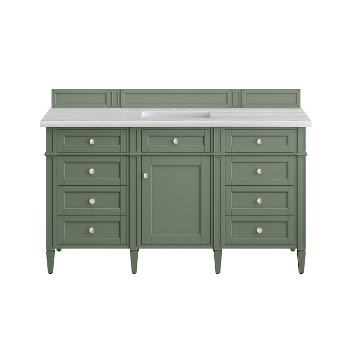 Brittany 60" Single Vanity, Smokey Celadon w/ 3 CM Arctic Fall Top