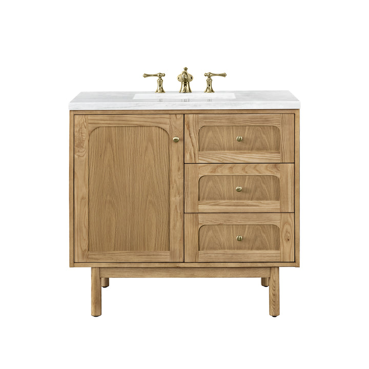 Laurent 36" Single Vanity, Light Natural Oak w/ 3 CM Arctic Fall Top