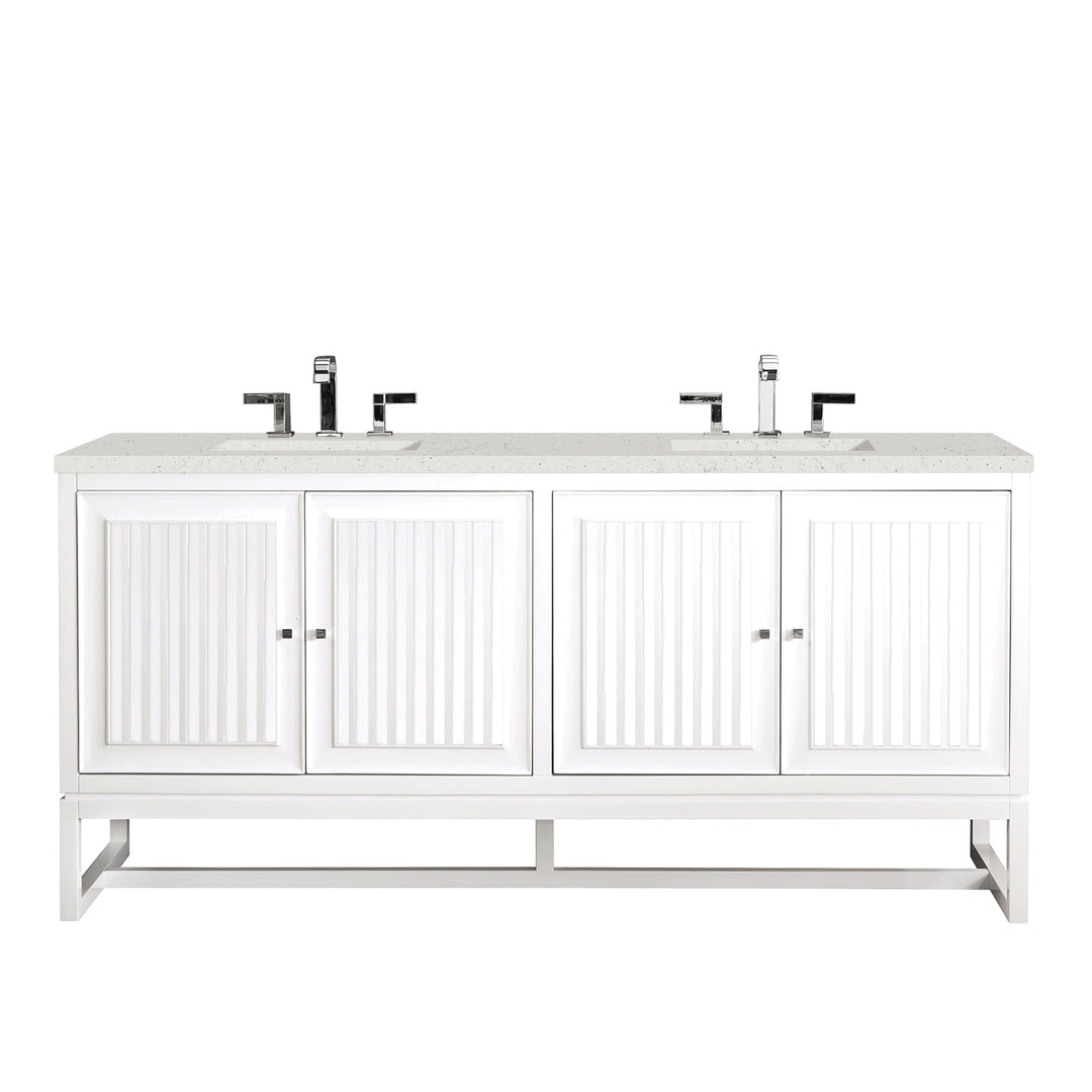 Athens 72" Double Vanity, Glossy White w/ 3 CM Lime Delight Silestone Top