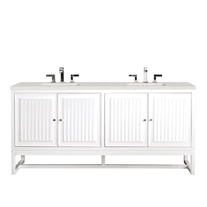 Athens 72" Double Vanity, Glossy White w/ 3 CM Lime Delight Silestone Top