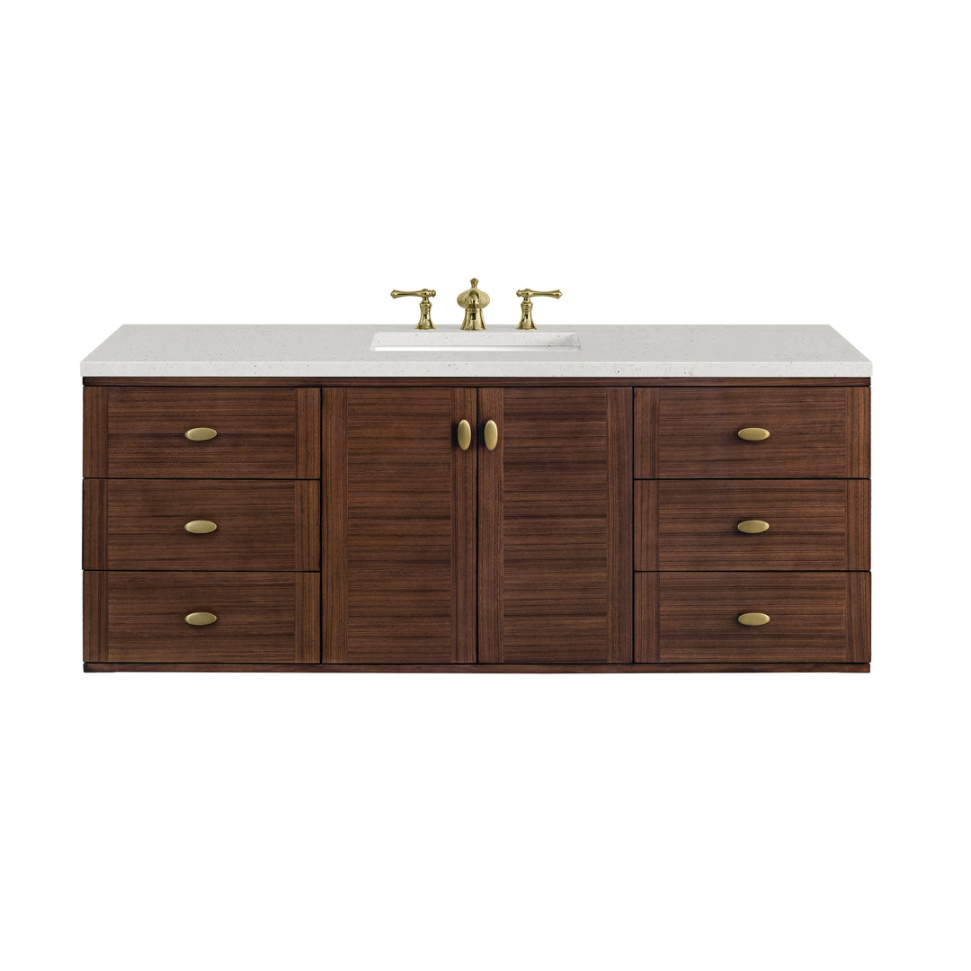 Amberly 60" Single Vanity, Mid-Century Walnut w/ 3 CM Lime Delight Top