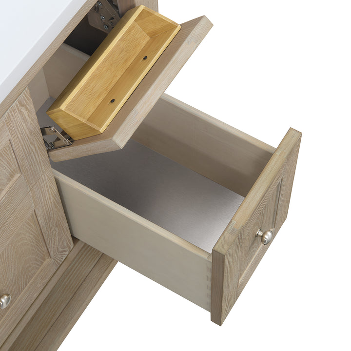 Breckenridge 36" Single Vanity, Whitewashed Oak w/ 3 CM Victorian Silver Silestone Top