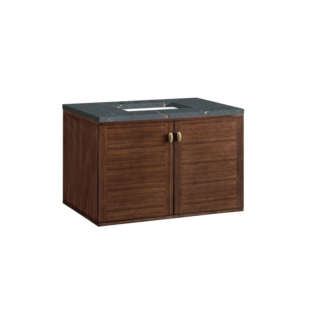 Amberly 36" Single Vanity, Mid-Century Walnut w/ 3 CM Parisien Bleu Top