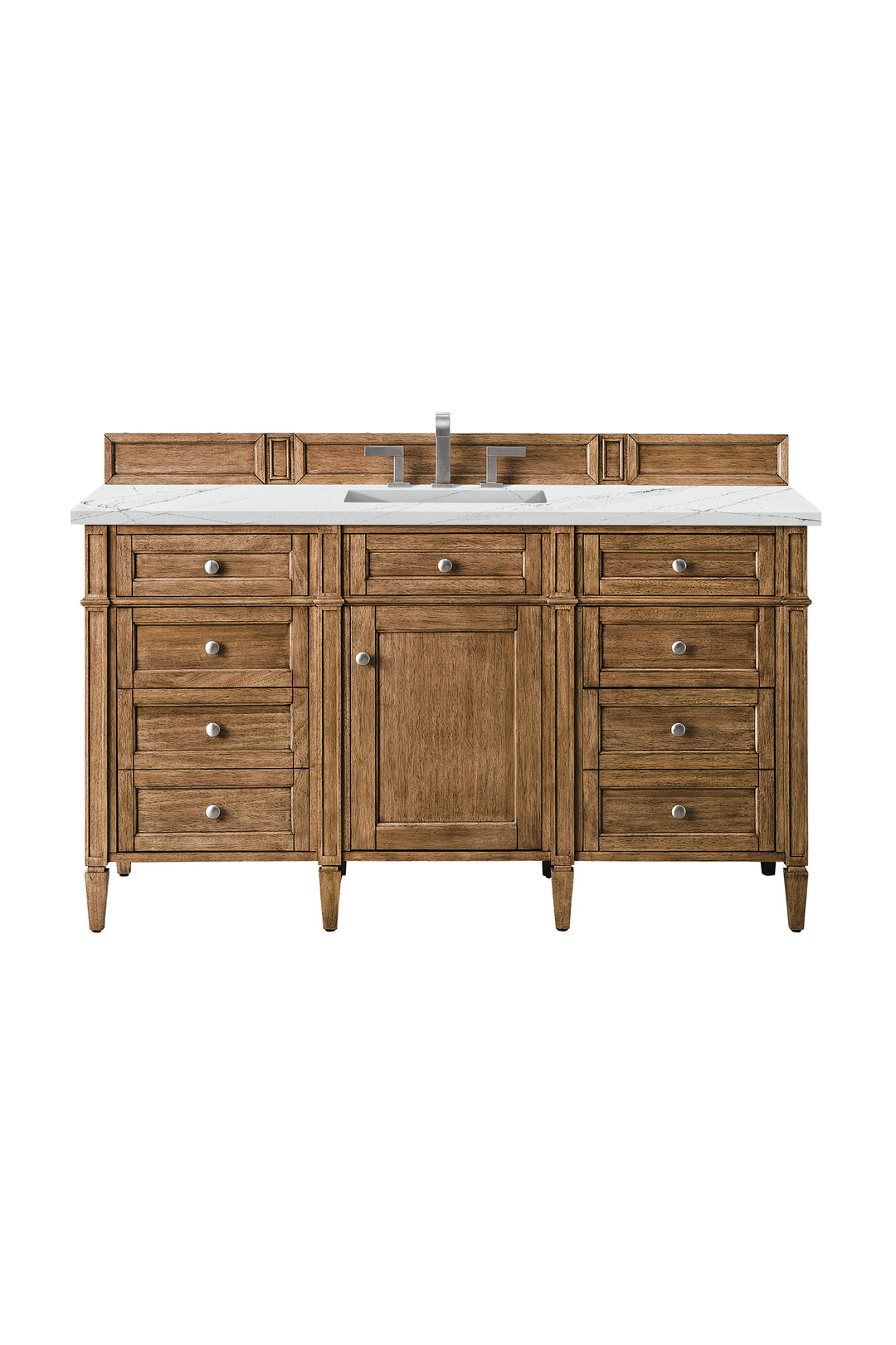 Brittany 60" Single Vanity, Saddle Brown w/ 3 CM Ethereal Noctis Silestone Top