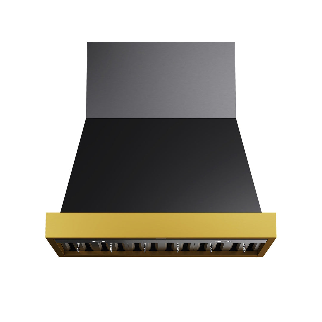 KUCHT 36 in. 600 CFM Wall Mounted Range Hood in Titanium Stainless Steel with Gold Accents