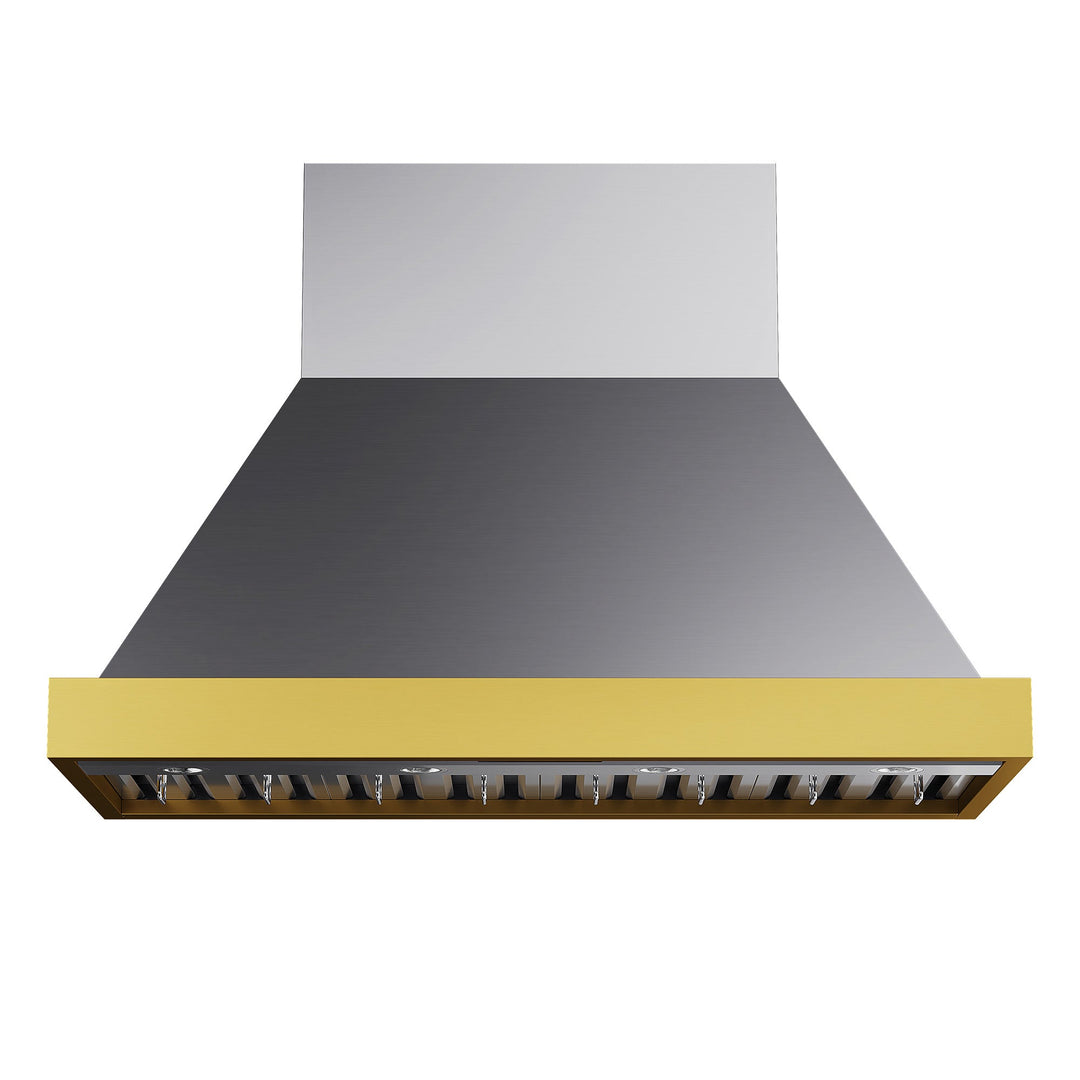 KUCHT 48 in. 800 CFM Wall Mounted Range Hood in Stainless Steel with Gold Accents