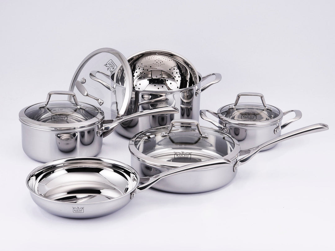 KUCHT Culinary Professional 3-Ply Stainless Steel 10-Piece Cookware Set