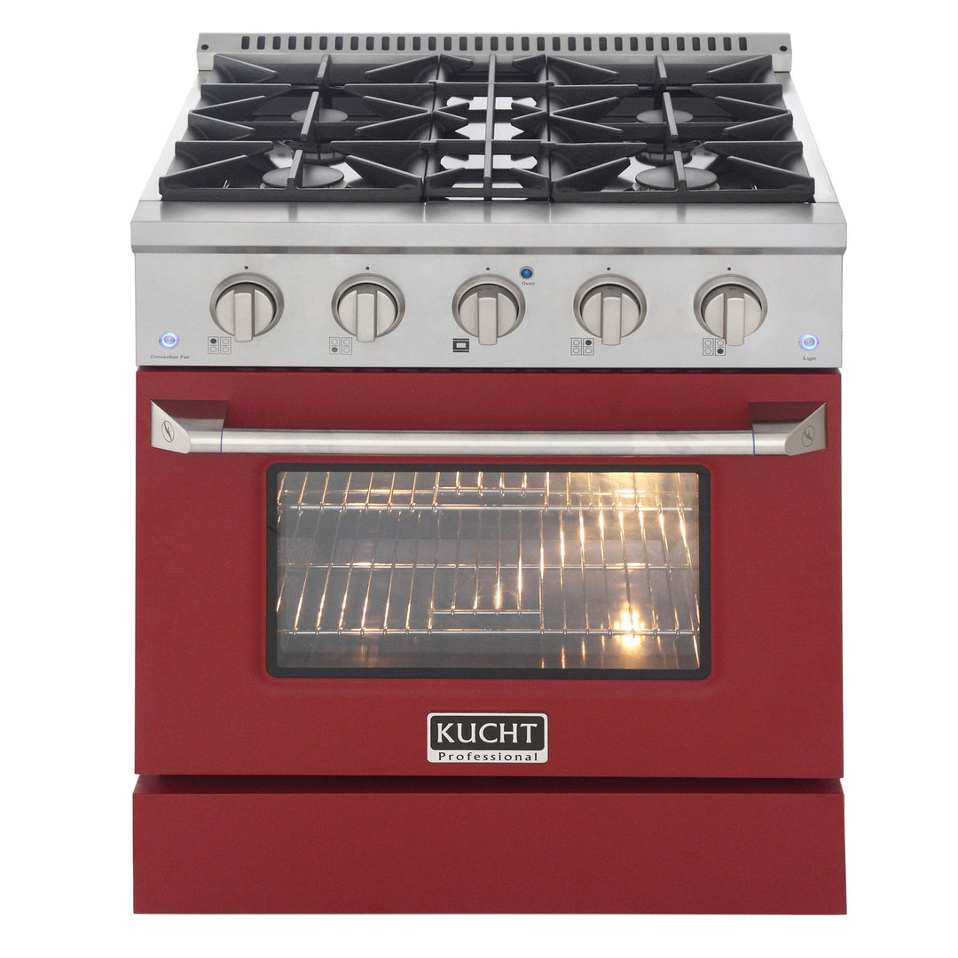 KUCHT Professional 30 in. 4.2 cu. ft. Dual Fuel Range for Propane Gas with Sealed Burners and Convection Oven in Stainless Steel with Classic Silver Knobs