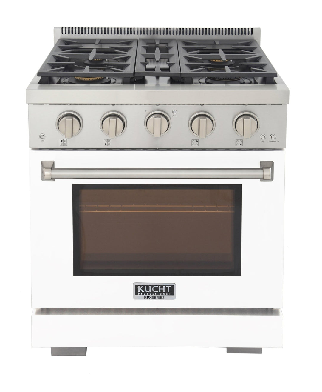 KUCHT Professional 30 in. 4.2 cu. ft. Natural Gas Range and Convection Oven in White with True Simmer Burners