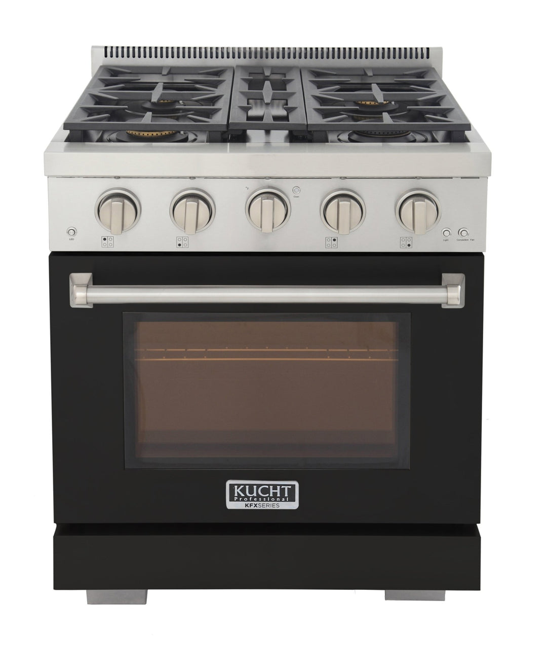 KUCHT Professional 30 in. 4.2 cu. ft. Propane Gas Range and Convection Oven in Black with True Simmer Burners